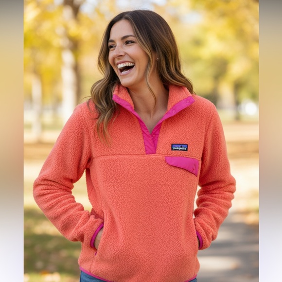 Patagonia Jackets & Blazers - Patagonia Women’s Synchilla Snap-T Fleece Pullover – Coral Pink/Hot Magenta S